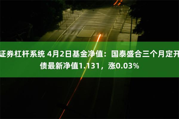 证券杠杆系统 4月2日基金净值：国泰盛合三个月定开债最新净值1.131，涨0.03%