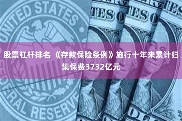 股票杠杆排名 《存款保险条例》施行十年来累计归集保费3732亿元